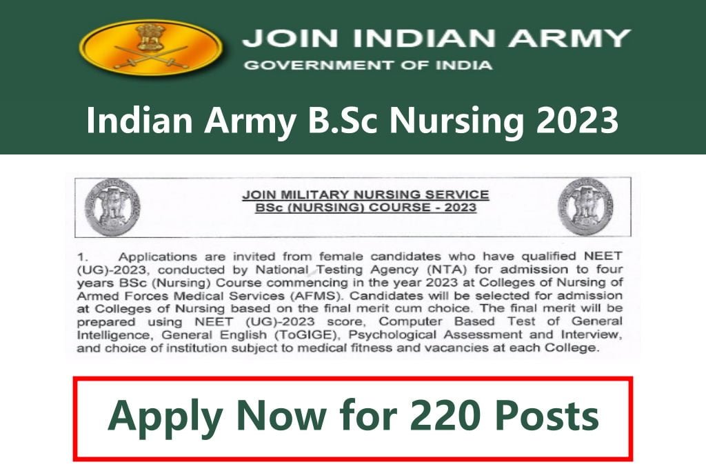 Indian Army B.Sc Nursing 2023