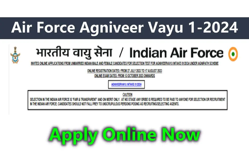 Air Force Agniveer Vayu 12024 Notification Apply Online Now वायु सेना